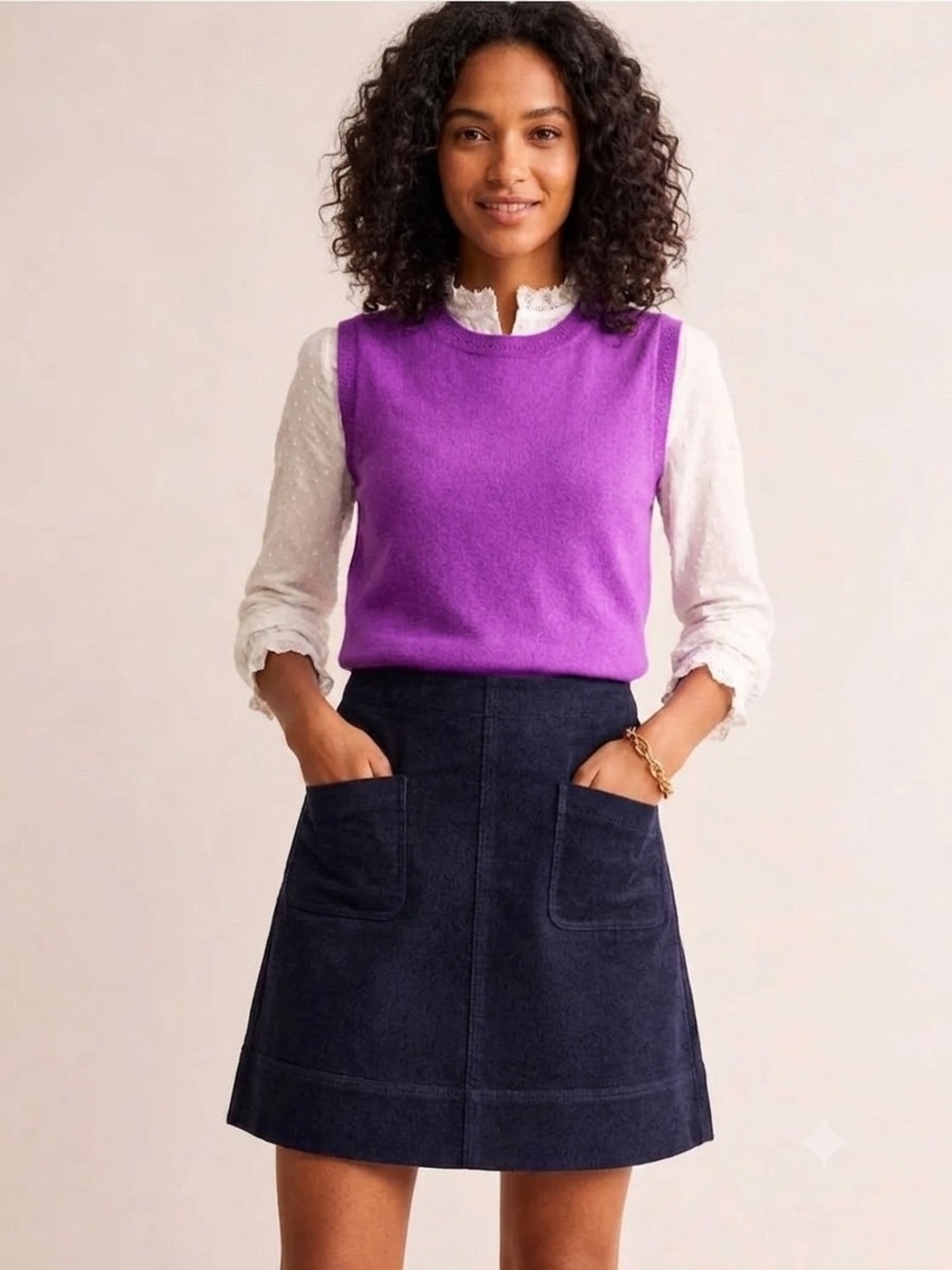 Boden Dorchester Faux Suede Navy Blue Patch Pocket A-Line Mini Skirt